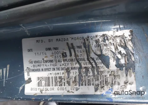 2015 Mazda Mazda3 I Grand Touring z USA, uszkodzony, nr VIN JM1BM1M70F1245989